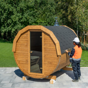 Sauna beczka 200x250 cm z drewna – zestaw do samodzielnego montażu