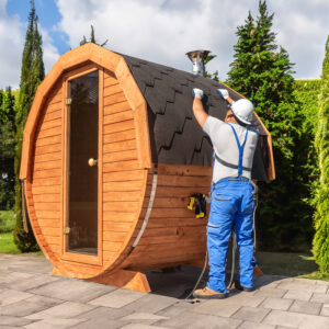 sauna beczka 200x150 cm z drewna do samodzielnego montażu