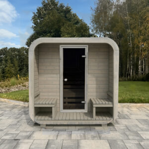 Sauna Quadro 200x300 cm z przedsionkiem widok z zewnątrz